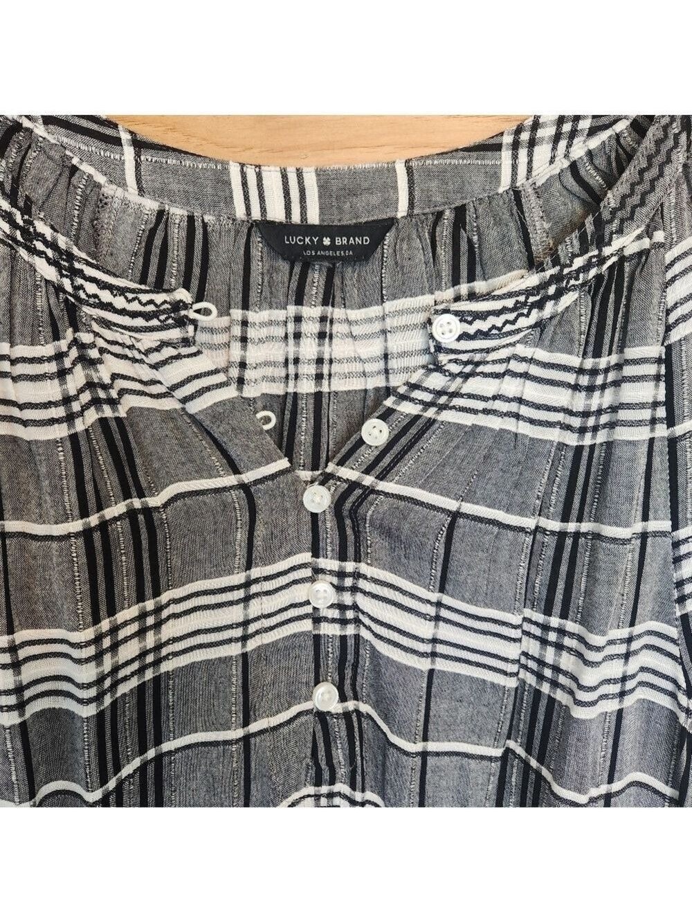 LUCKY BRAND LONG SLEEVE JESSICA TEXTURED TOP BLOUSE SIZE LARGE BOHO - Picture 3 of 8